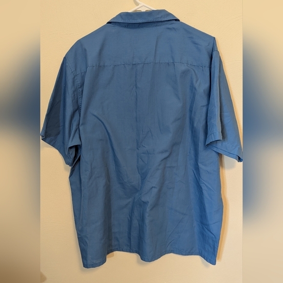 VTG The Genuine Haband Guayabera Embroidered ButtonUp Pockets Blue Mens Shirt XL - Picture 5 of 5